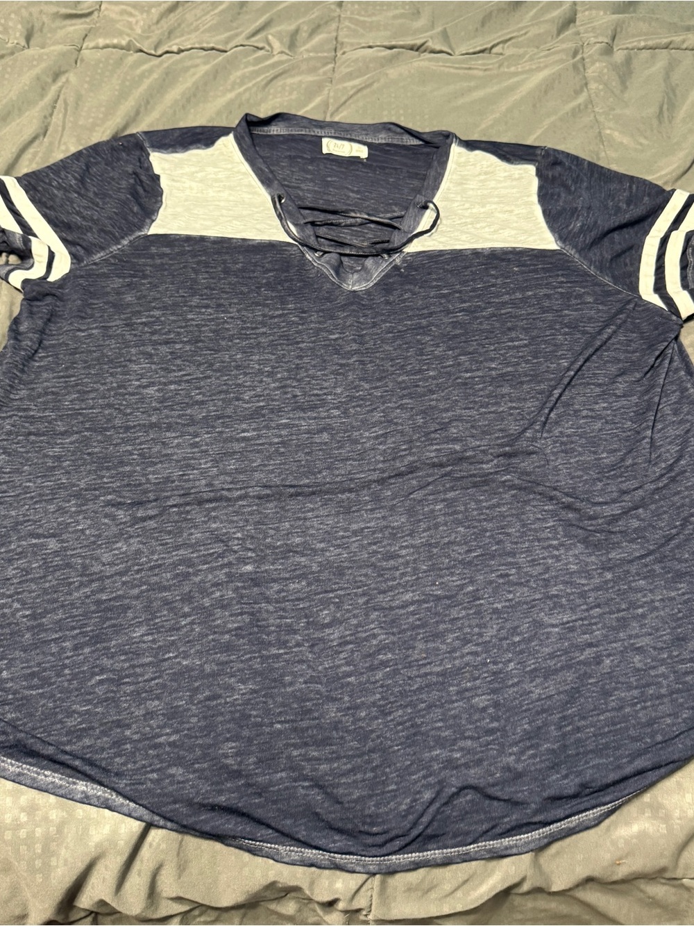 Maurices 24/7 Baseball T Shirt Blue White Semi Sheer Short Sleeve Womens Size 2x